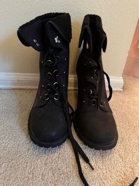 torrid Black Lace-Up Faux Fur Combat Booties